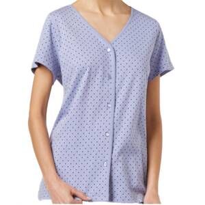 NEW CHARTER CLUB LUXURY women's short sleeve pajama top in violet dot